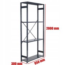 Regał metalowy antracyt 195x95x30 4 półki 150/1200 kg