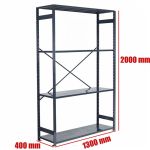 Regał metalowy antracyt 200x130x40 4 półki 150/1200 kg