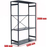 Regał metalowy antracyt 200x130x50 4 półki 150/1200 kg