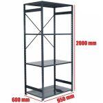 Regał metalowy antracyt 200x95x60 4 półki 150/1200 kg