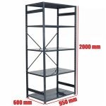 Regał metalowy antracyt 200x95x60 5 półek 150/1200 kg