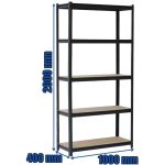 Regał metalowy czarny MDF 200x100x40 5 półek 150 kg 