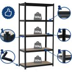 Regał metalowy czarny MDF 200x100x50 5 półek 150 kg