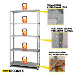 Regał metalowy Ocynkowany 200x94x40 Strong 5 półek max 900 kg