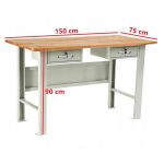 STÓŁ WARSZTATOWY DS 150×75×90 2× SZUFLADA